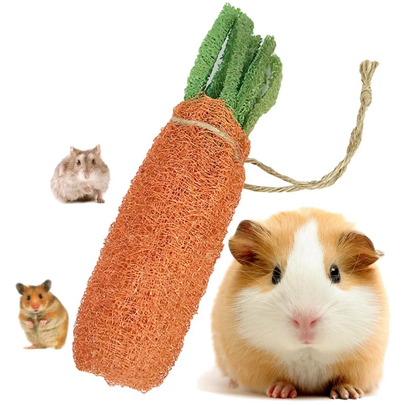 

1Pcs Hamster Chewing Toy Natural Handmade Carrot Bunny Snack Toy Hamster Rabbit Teeth Treats Small Animal Bite Resistant Toys