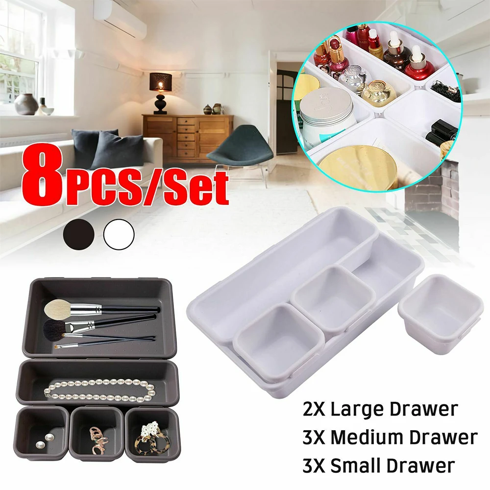 8 шт. ящик для хранения ящиков ванная комната шкаф стол органайзер коробка макияж