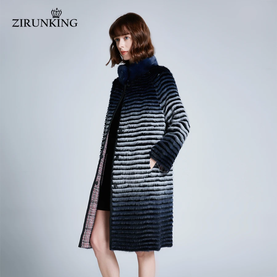 ZIRUNKING Новая женская шуба из натурального меха норки женские двусторонние шубы