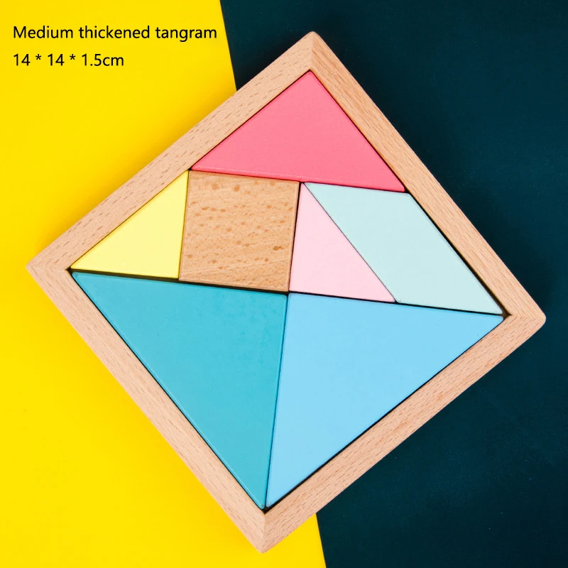 Детская Tangram деревянная цветная головоломка для мороженого квадратная