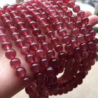 7 мм натуральный ледяной Красный Клубничный кварцевый растягивающийся браслет с