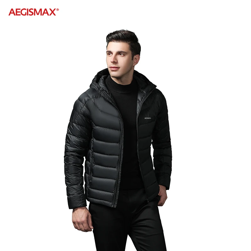 AEGISMAX Men Ultra-Light 90% White Goose Down 800FP Down Outdoor Camping Keep Warm Down Jacket