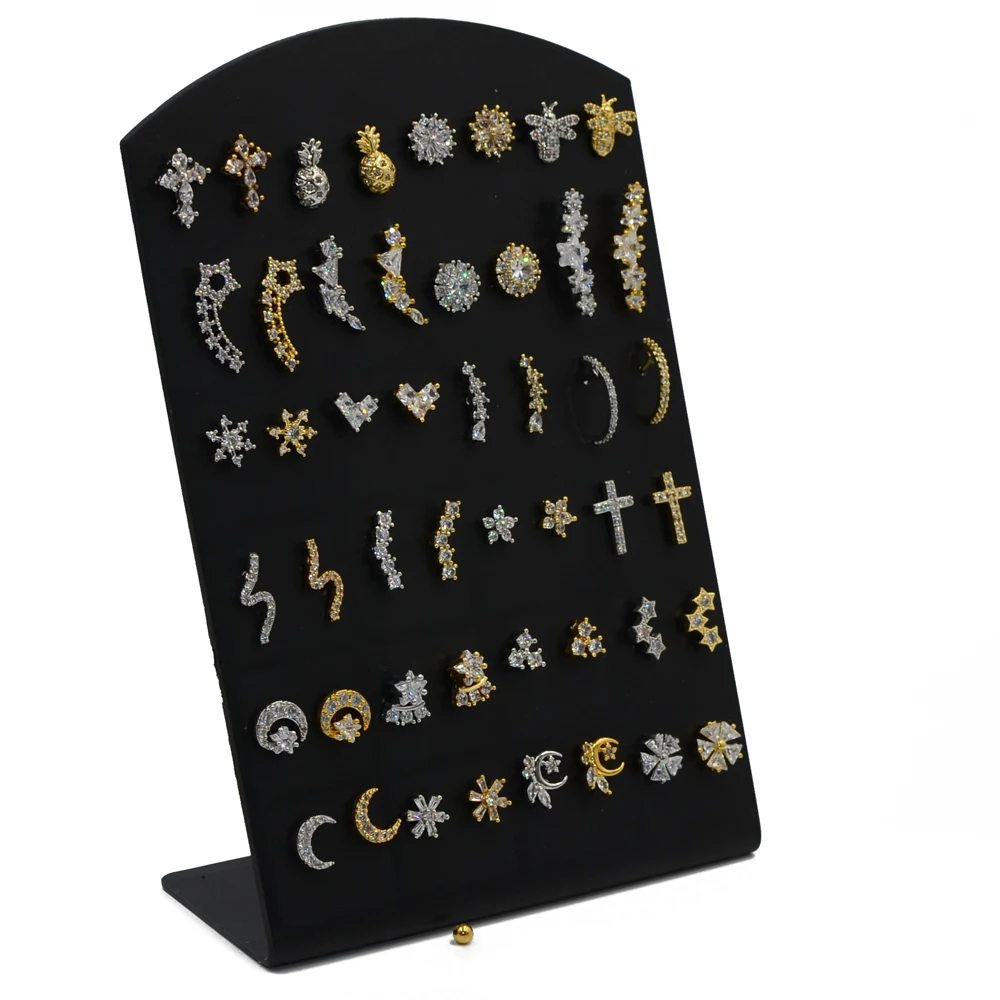 Миниатюрные серьги I PC с Луной и звездой из кубического циркония Надеваемые На