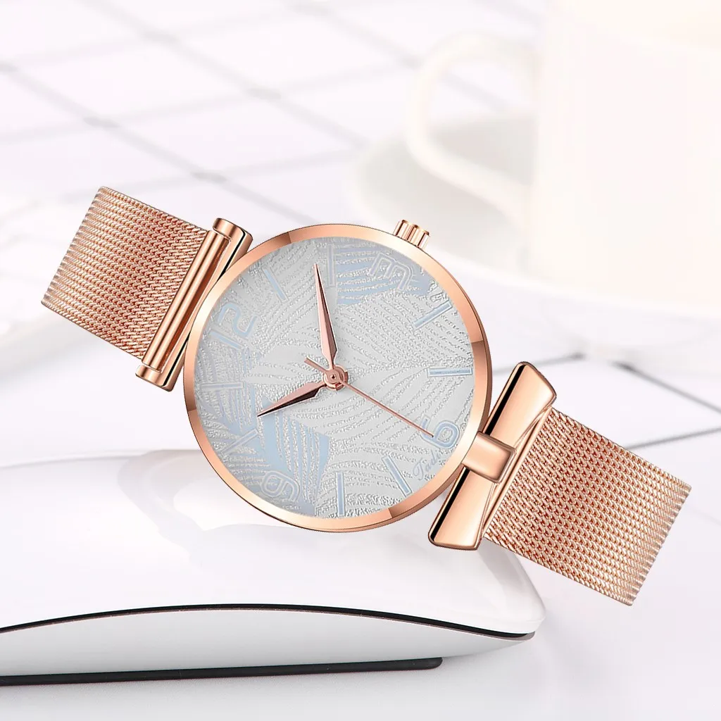 

Sleek Women Watches Luxury Rose Gold Stainless Steel Mesh Belt Wrist Watch Ladies Clock Gift Quartz Watch Montre Femme Часы