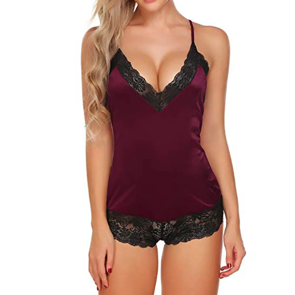 

Sexy lingerie pajamas for women kigurumi home clothes nightie Sling Lace Sleepwear Temptation Underwear Nightdress h5