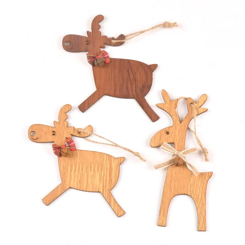 Милые деревянные рождественские украшения с оленями подвесные Подвески для елки