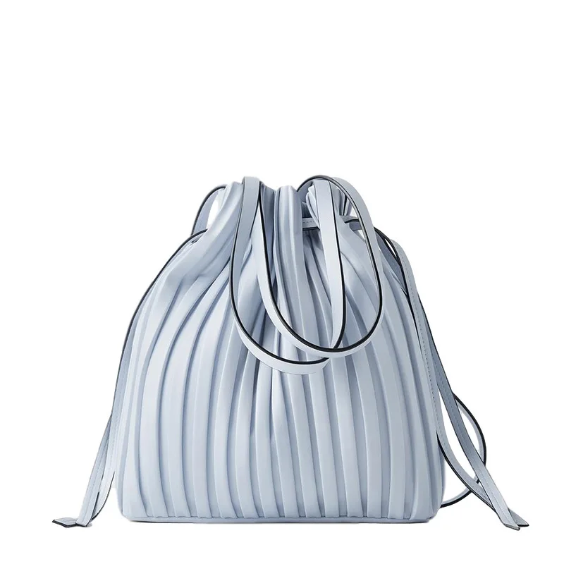 

Soft PU Leather Bucket Bag Luxury Women Brand Handbags Female Pleated Crossbody Phone Bag Mini Ladies Shoulder Bag 2021 New