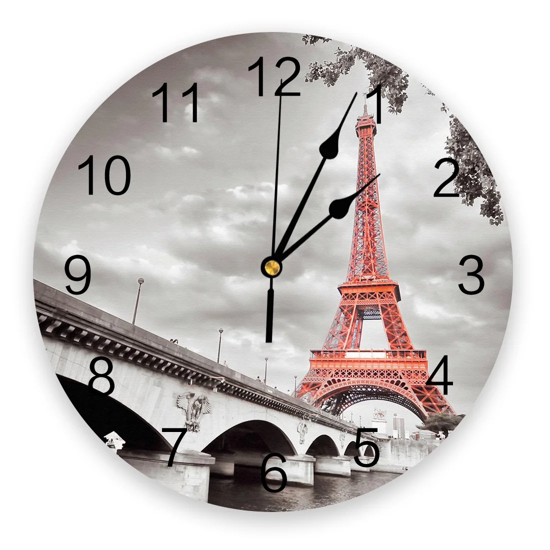 

Paris Eiffel BridgeWall Clock Home Decor Bedroom Silent Wall Digital Clock Wall Clock Modern Design