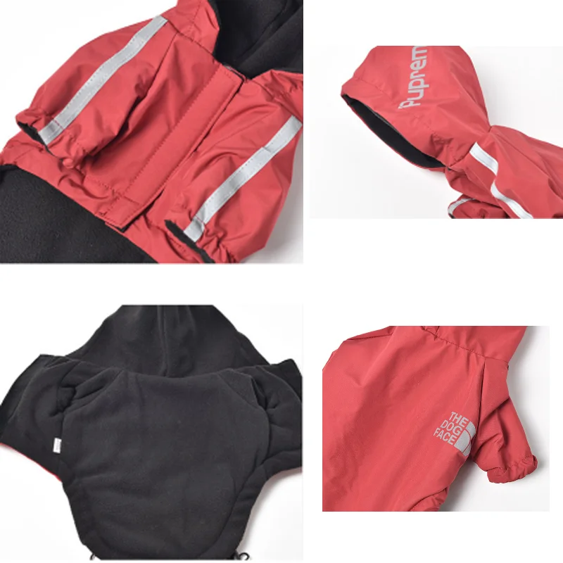 Dogs Waterproof Reflective raincoat Pet outdoor jacket Dog Padded Soft Hoodie Costume Windproof clothes Coat the dog face | Дом и сад