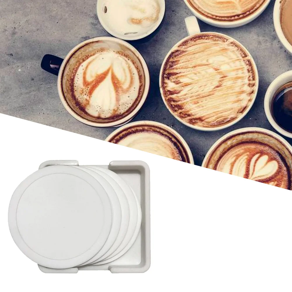 

7Pcs Non-slip Silicone Drinking Coaster Set Cup Coaster Mat Set Round Coffeee Cup Mat Set Tabletop Cup Holder for Home Office
