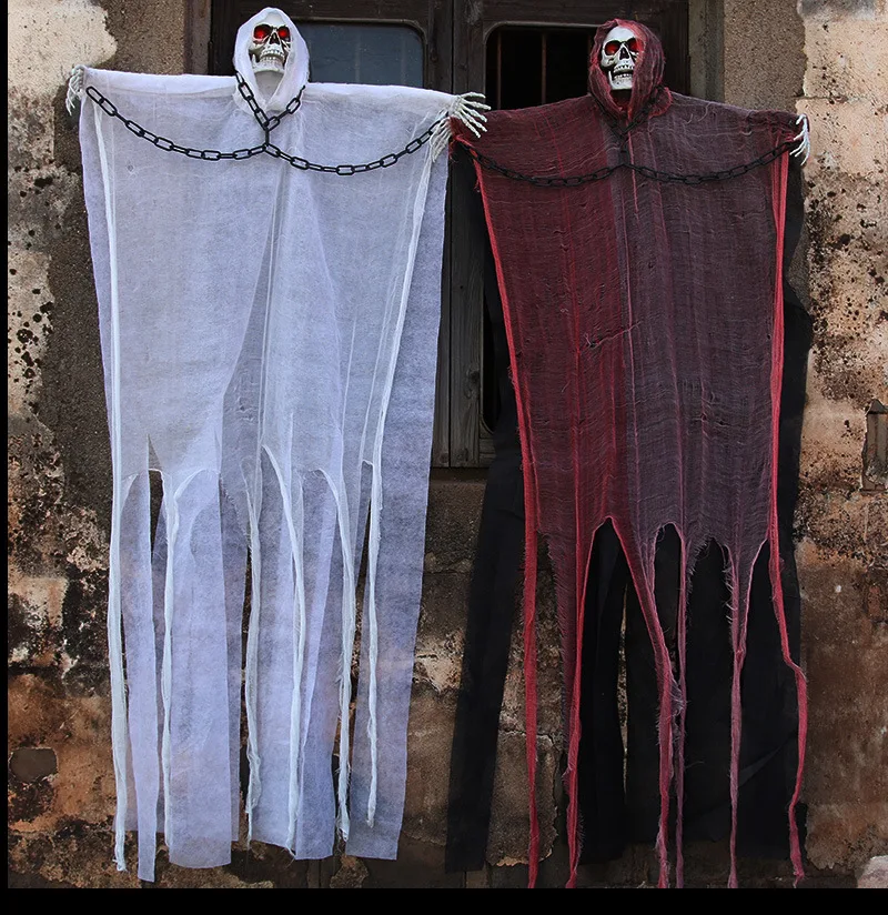 

Хэллоуин скелет подвесной кулон призрак Голосовое управление светильник Том со звуком большой подвесной украшение призрак H10