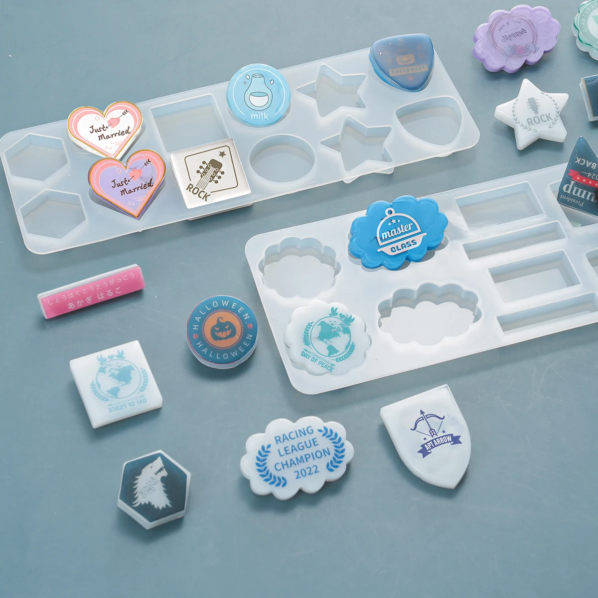 

DIY Brooch Mold Heart Love Round Listing Square Shield Shape Tag Badge Silicone Mold Epoxy Resin Mold