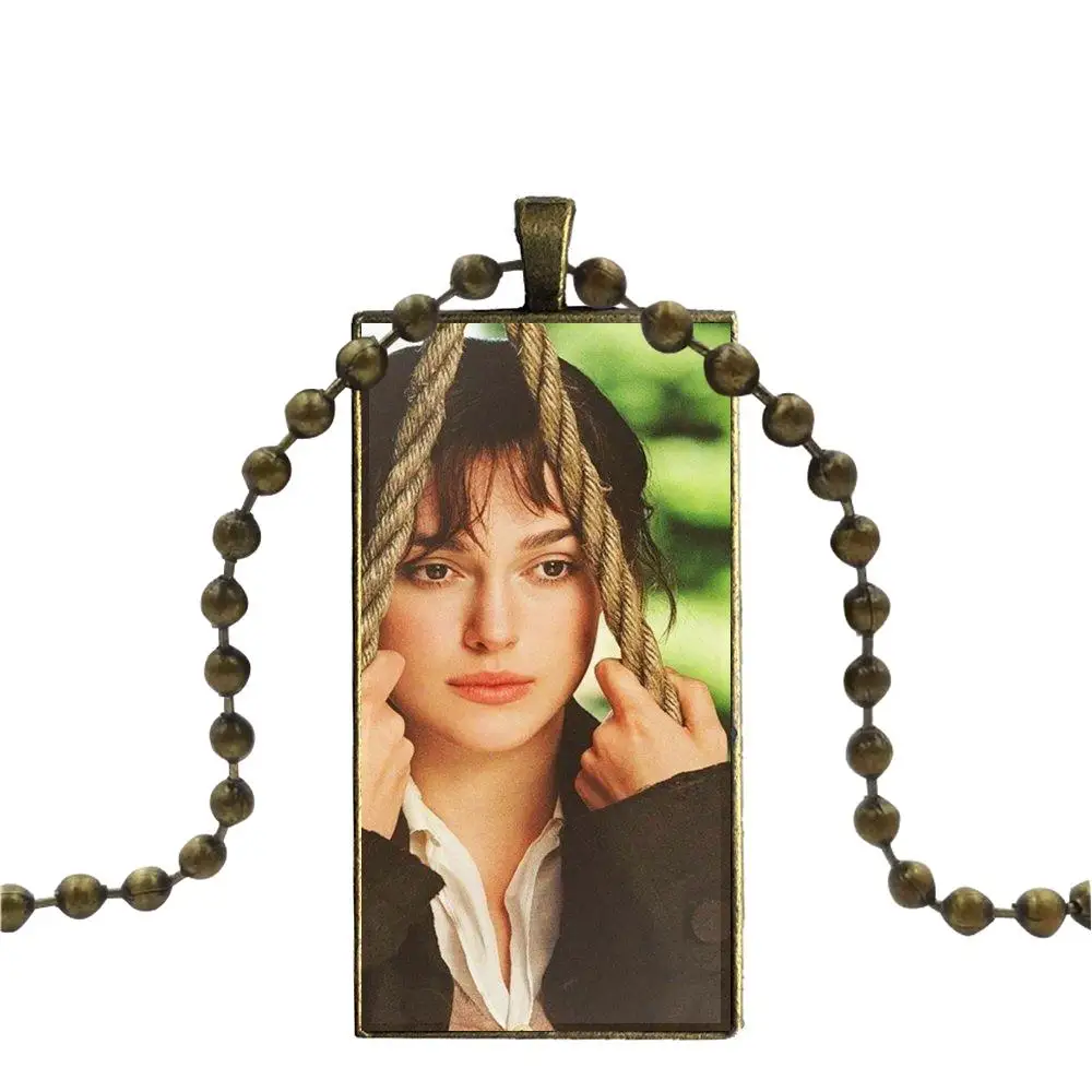 Fashion Glass Cabochon Pendant Rectangle Necklace Choker Jewelry For Girls Wholesale Pride And Prejudice Jane Austen | Украшения и