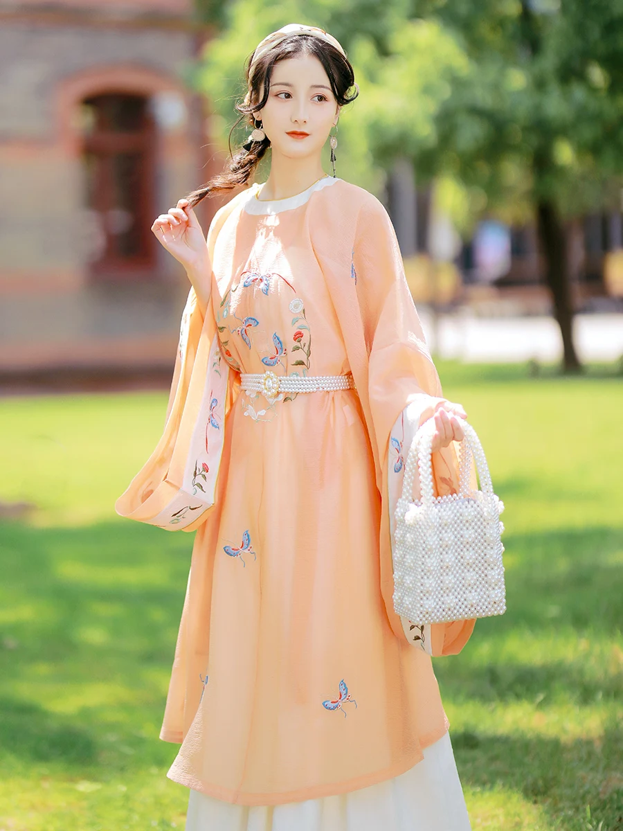 

Original modified Han suit summer thin magnolia butterfly