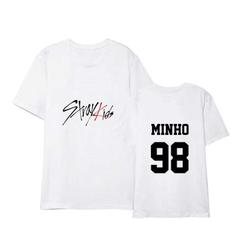 Straykids/одежда в Корейском стиле; свободная летняя футболка для студентов; Новинка; черно-белая футболка с короткими рукавами для детей
