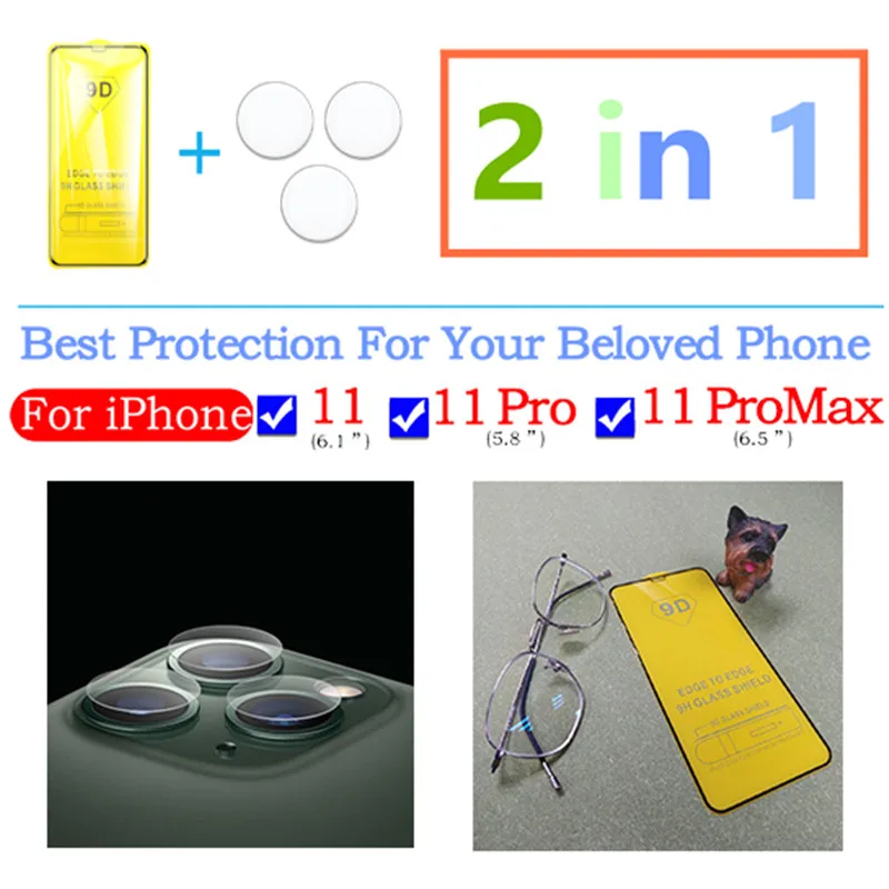 2 в 1 Защитное стекло для iphone 11 защита экрана aiphone 11promax pro закаленное с камерой len cam