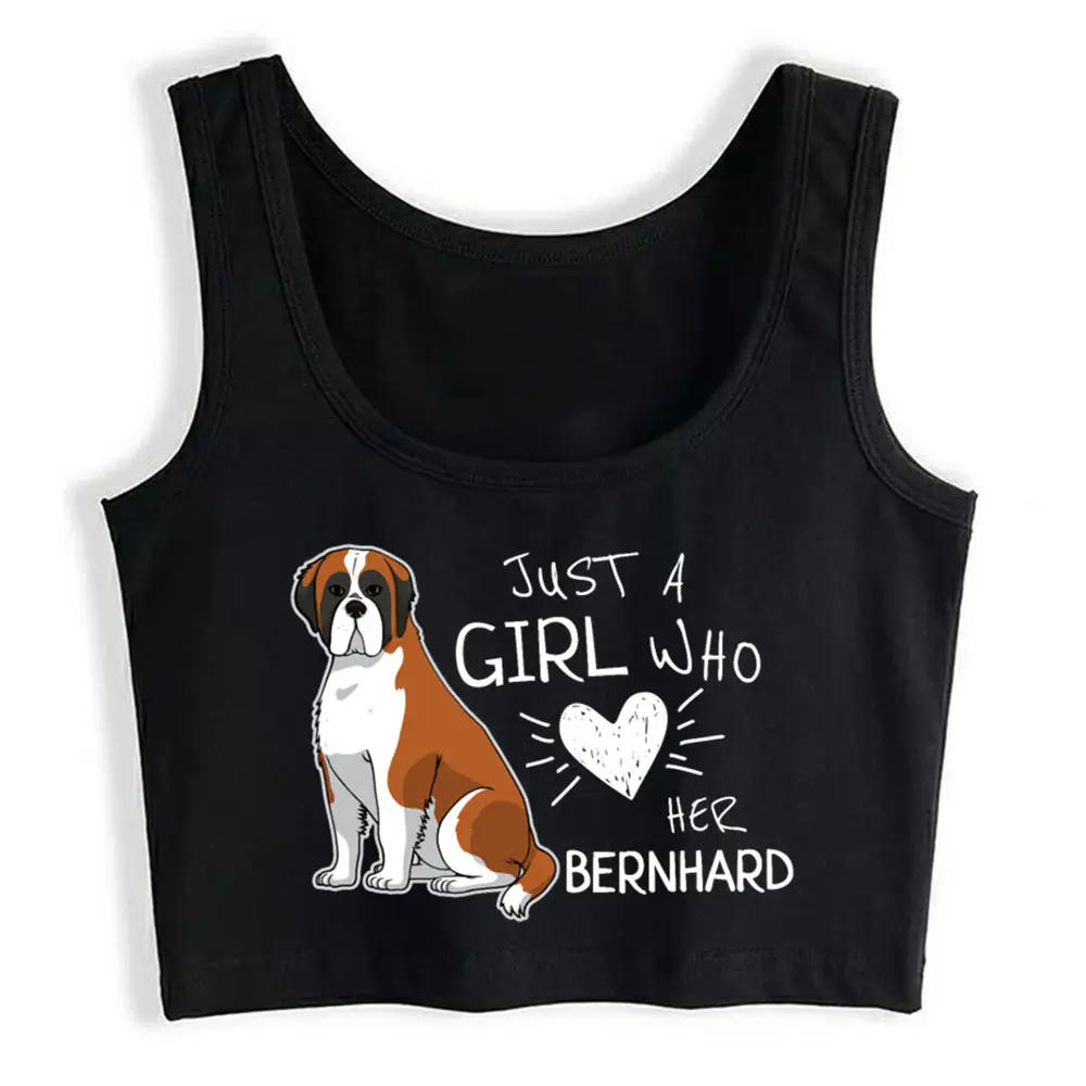 

Crop Top Just A Girl Who Loves Her Saint St Bernard Dog O-Neck Inscriptions Custom Womens Tops blusas mujer de moda 2021 verano