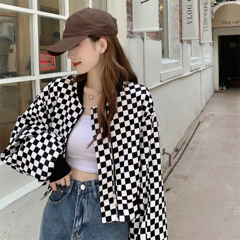 

Denim stitching Sweater knitted Women's cardigan Contrast stripes Cardigans Coat2022 spring autumn loose casual women's blouse