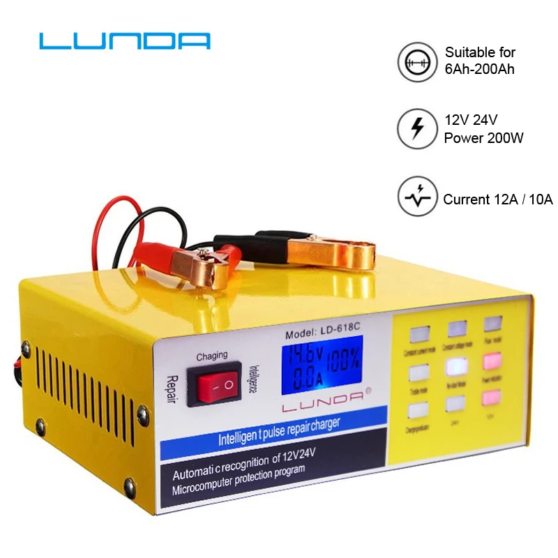 250V 12 V/24 V 200AH Смарт Пульс Ремонт Автомобиля Батарея Зарядное устройство автоматического 5-ти ступенчатый интеллигентая(ый) зарядки для CarTruck в байкерском стиле