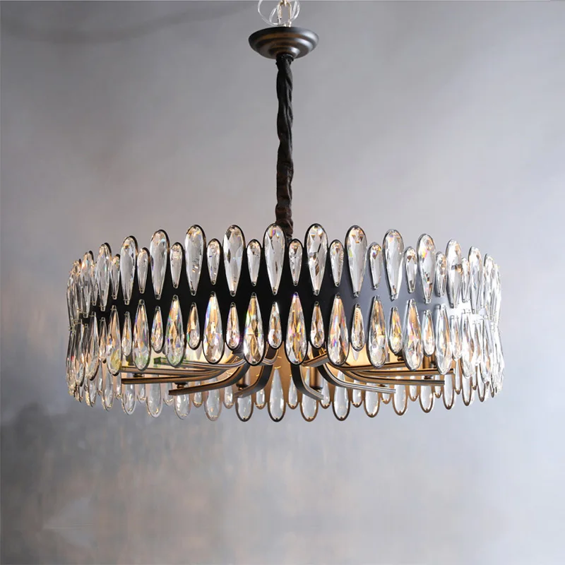 Круглая Роскошная Потолочная люстра светодиодная лампа современная хрустальная