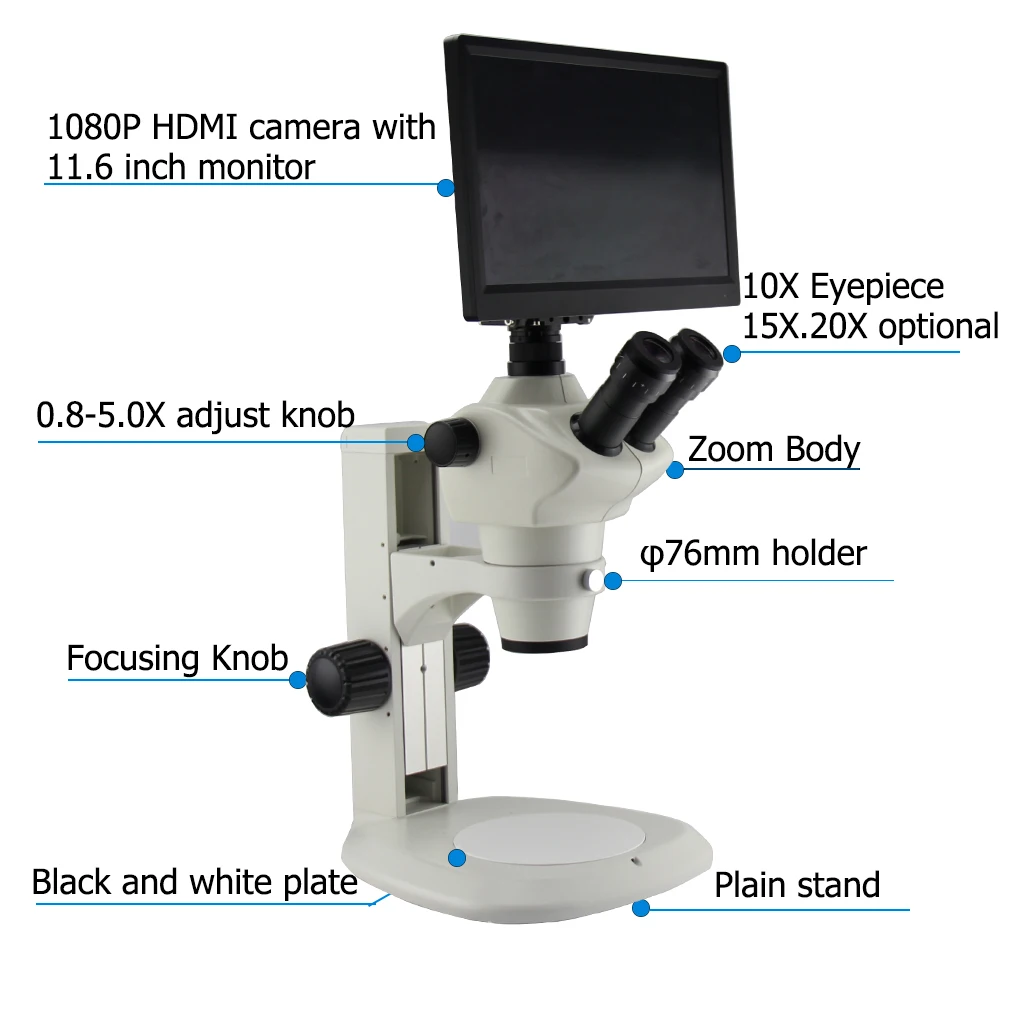 

FM0850I 0.8X to 5.0X 12 inch HDMI LCD monitor trinocular bga stereo microscope with digital camera