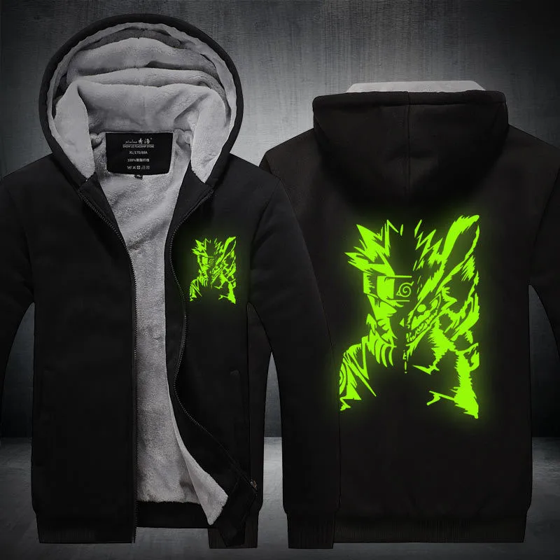 Большие размеры S-5XL Мужчины Женщины аниме Светоотражающие Толстовка Наруто