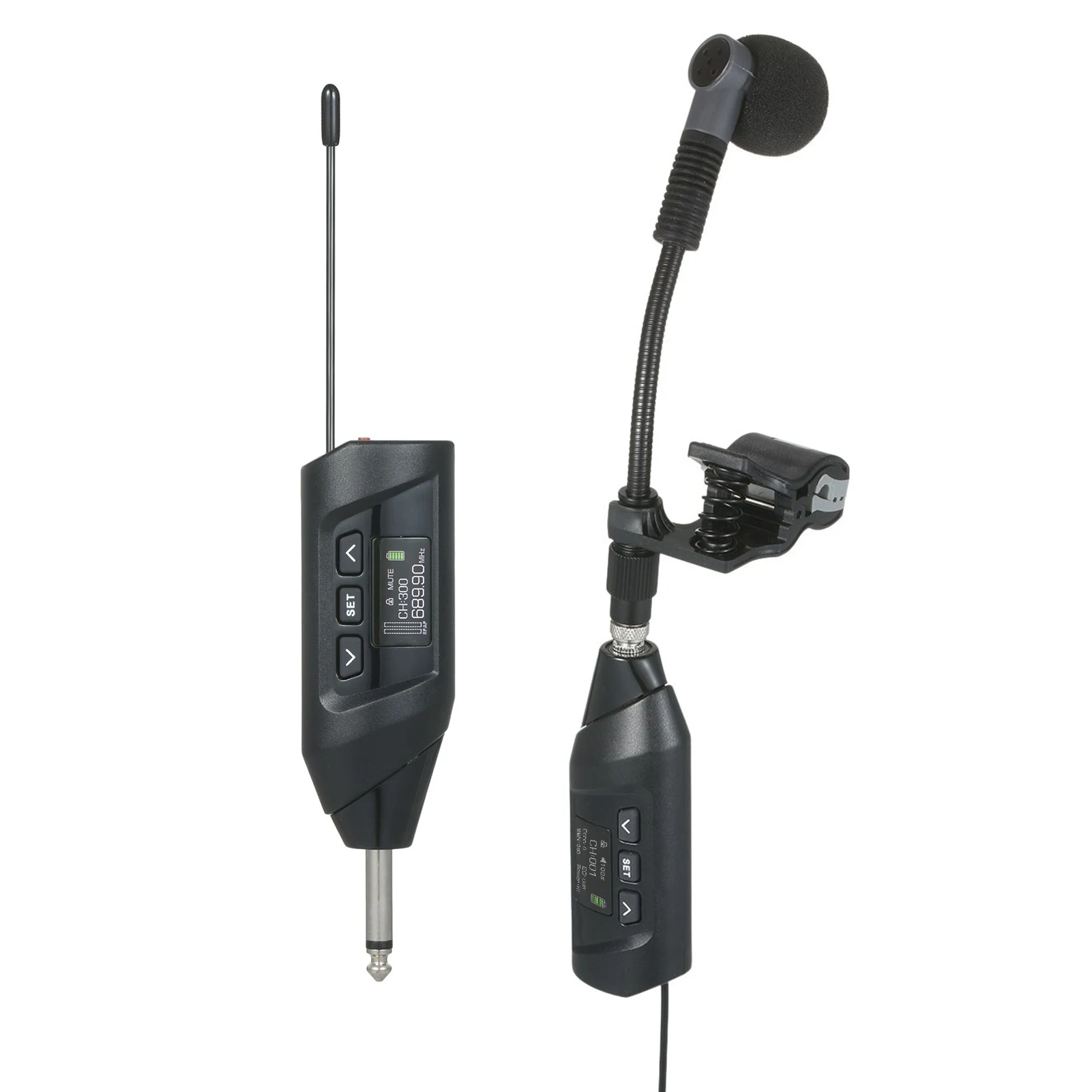 Baomic Saxophone UHF Wireless Microphone System TFT Digital Display Clip-on for Saxophone Trumpet Recording Live Performance