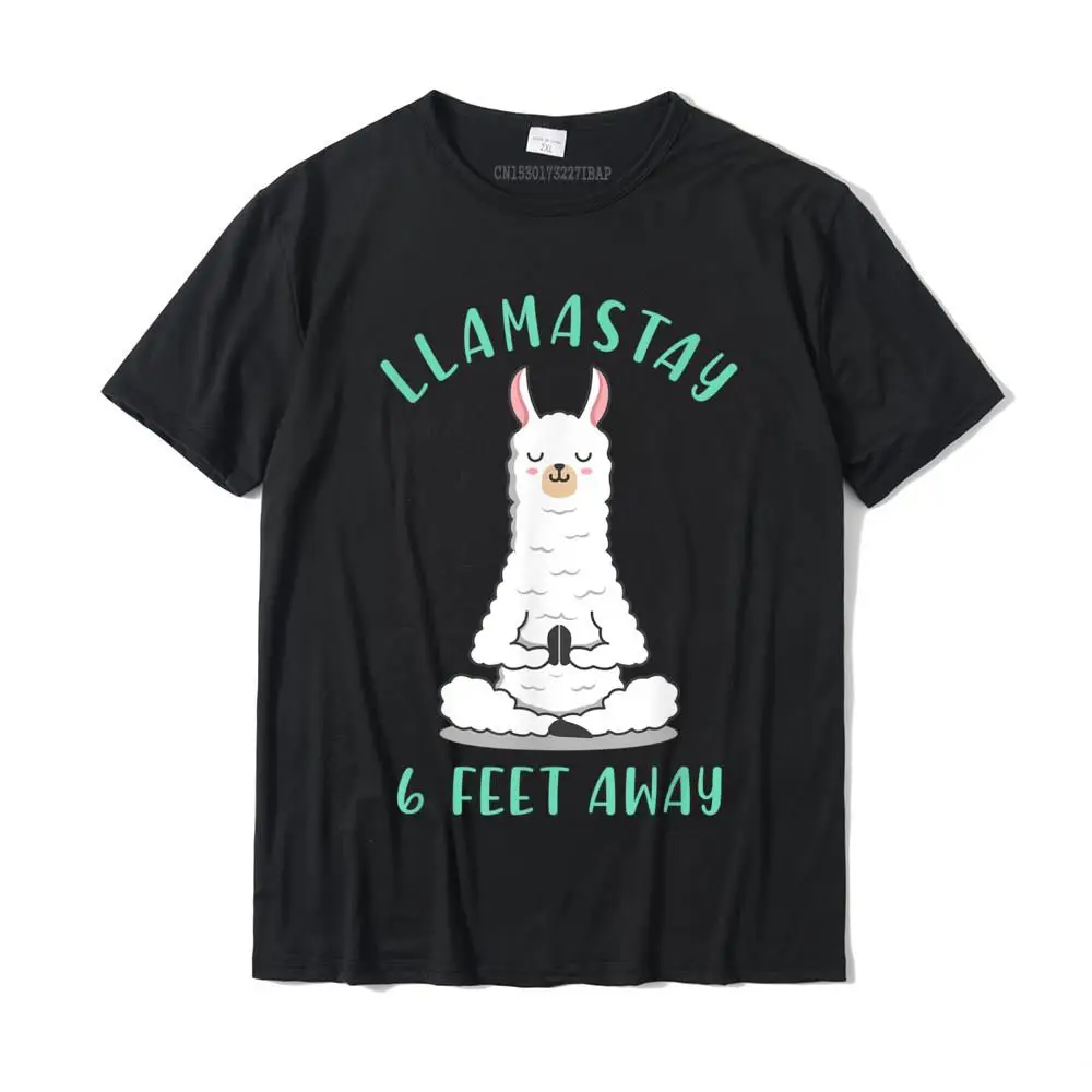 

Llamastay 6 Six Feet Away Funny Llama Social Distancing T-Shirt Graphic Men's Top T-Shirts Cotton T Shirt Summer