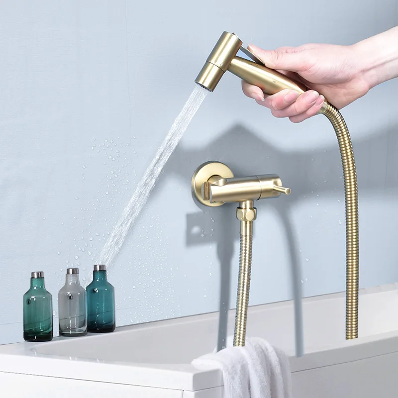 Золотой Твердый латунный распылитель для унитаза медный клапан набор струйный