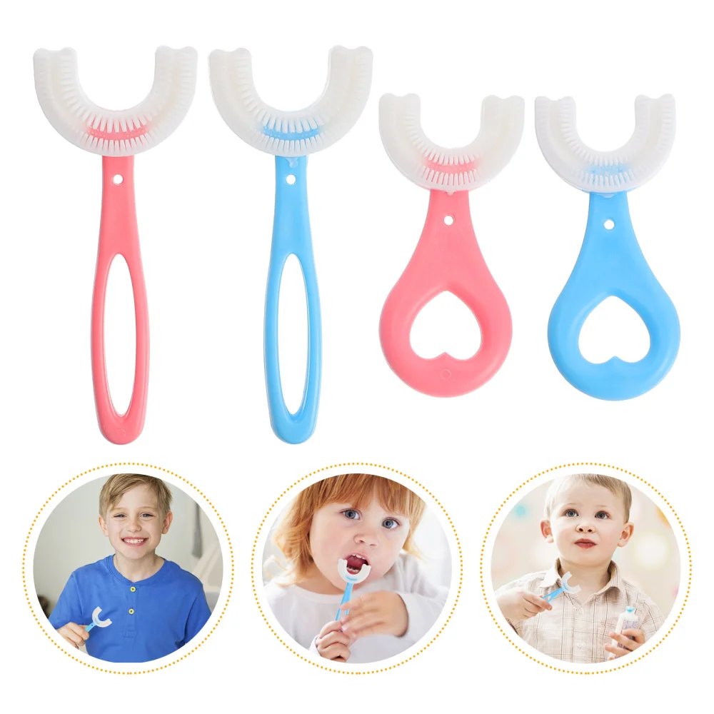 

4Pcs Creative U-Shape Toothbrushes Kids Oral Cleaning Brushes (Assorted Color)