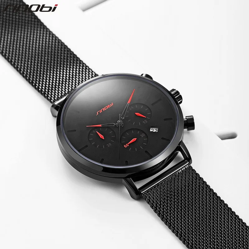 SINOBI Мужские военные часы 2018 кварцевые наручные спортивный хронограф Meskie
