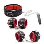 Мягкие наручники для интима, наручники на лодыжку с цепочкой, ошейник, секс-игрушки для БДСМ взрослые игры для пары, набор для связывания
