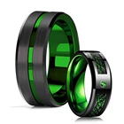 Модное мужское кольцо 8 мм с черным вольфрамовым драконом для свадьбы инкрустированное зеленым Цирконом мужское кольцо из нержавеющей стали с зеленым углеродным волокном