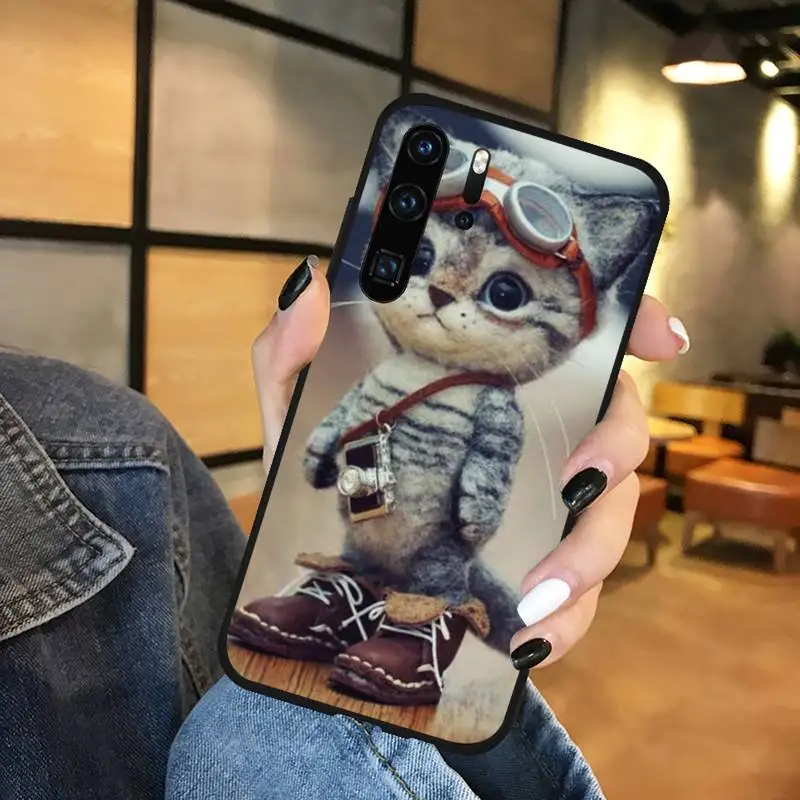 

Animal Cat Phone Case black For Huawei honor Mate mate P 10 9X 10i 20 30 40 y7 lite pro p smart 2019
