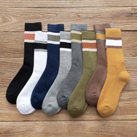 winter mens thick terry striped lengthened warm vertical plus velvet casual cotton socks 3 pair