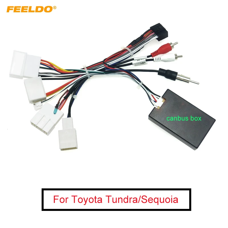 FEELDO Car Stereo Audio 16PIN Android Wiring Harness Power Cable Adapter With Canbus Box For Toyota Tundra/Sequoia/Lexus 330/350 |