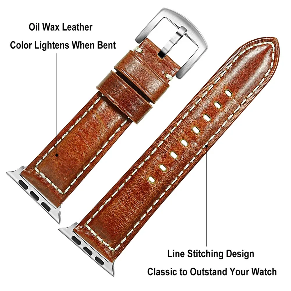 Light Brown S Кожаный ремешок для часов iWatch Apple Watch 38 мм 40 мм 42 мм 44 мм серии 5 4 3 2 1 коричневый ремешок браслет - Цвет ремешка: Light Brown S