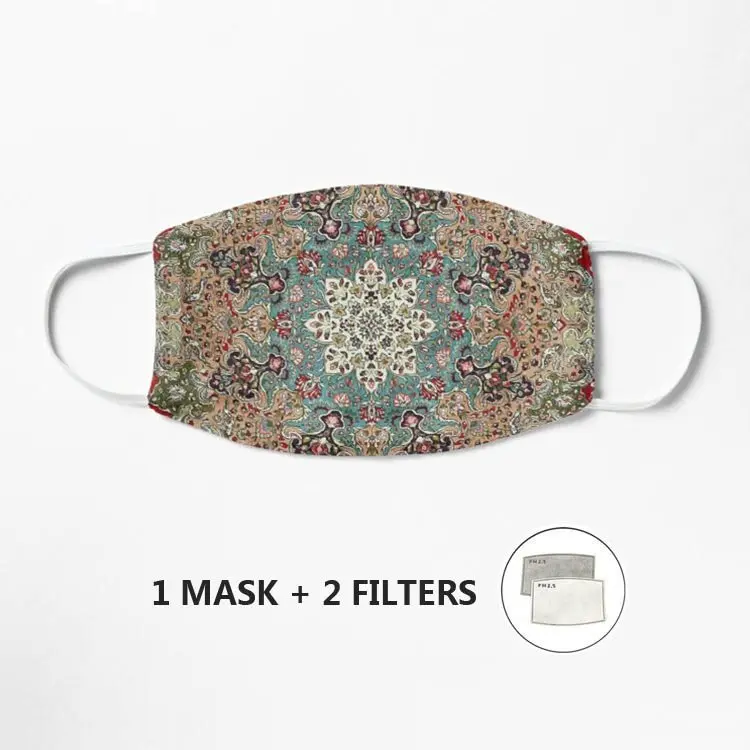 

Vintage Antique Persian Carpet Print Mask Dustproof Mouth Mask Cotton Face Mouth Reusable Fabric Anti Pollution Party Mask
