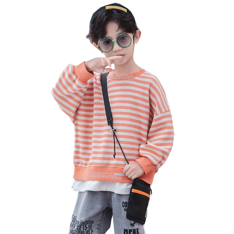 

2021 Stripe Spring Autumn Boys Sweatshirts Jacket Coat KidsOutwear Teenager Tops Costume Children Clothes Cotton High Quality
