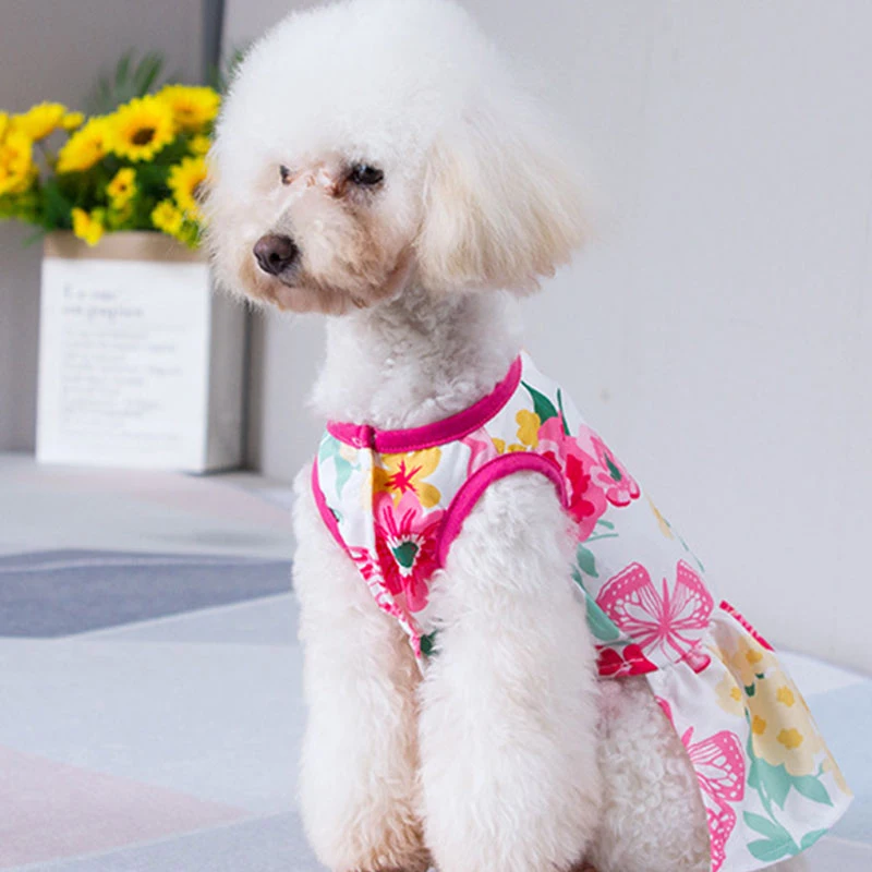 

Cute Flower Pet Dress For Dogs Cats Cozy Summer Puppy Skirt Pet Dress Sundress Princess Party Small Dog Skirt Outfit