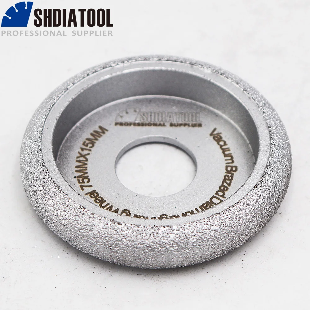 SHDIATOOL 75 мм x 15 ВАКУУМНОЙ ПАЙКИ Diamond выпуклых шлифовального круга для шлифовки
