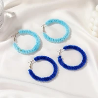 lats hairy big hoop earring simple pure color furry circle earrings for women autumn and winter earings fashion elegant jewelry