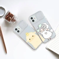 cartoon animals cat sheep mouse phone case transparent for iphone 7 8 11 12 x xs xr mini pro max plus slide camera lens protect