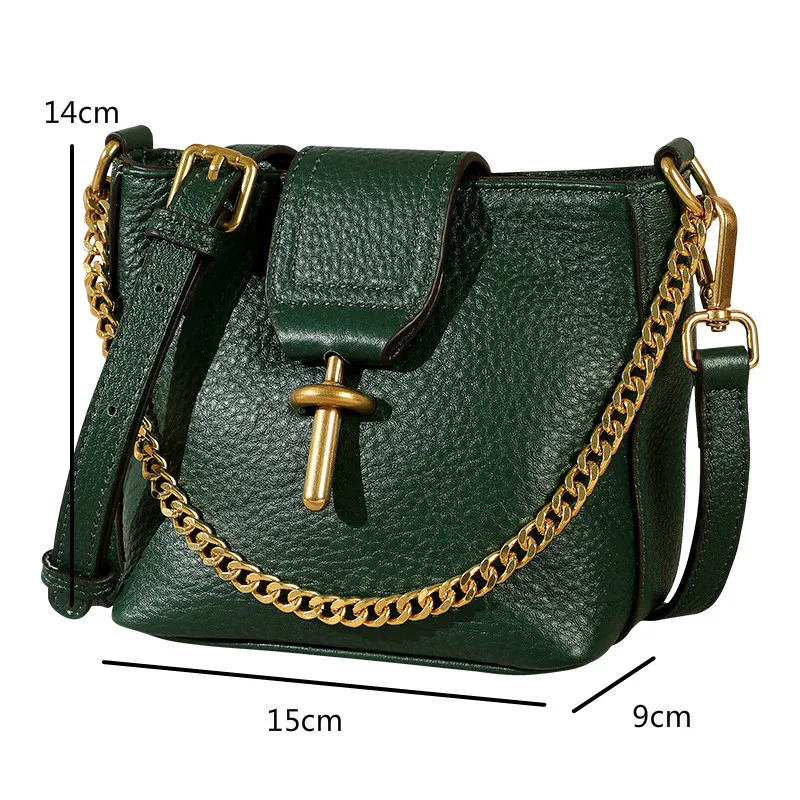 

YourSeason Ladies Mini Bucket Bag 2021 Vintage Soft Genuine Leather Womens Fashion Cowhide Messenger Shoulder Bags Solid Color