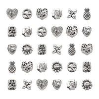 35pcs100g alloy european beads spacer beads large hole metal beads mixed shape for jewelry making diy bracelet necklace