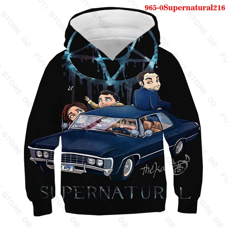 3D Supernatural Hoodie Kids Teens Funny Pullover Sweatershirt Casual Streetwear Boys Harajuku Hoodies | Мужская одежда
