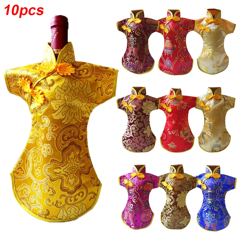 

10pcs Classical Decorative Embroidery Party Chinese Style Home Durable Gifts Wine Bottle Cover Non Slip Tang Dress Dinner