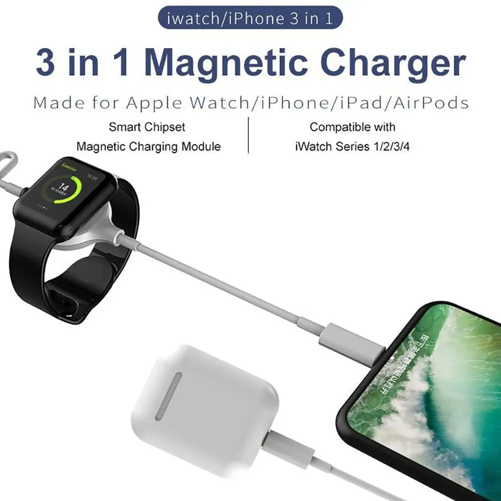 Беспроводной зарядный адаптер 3 в 1 для Apple Watch наушники мобильных телефонов Ipad