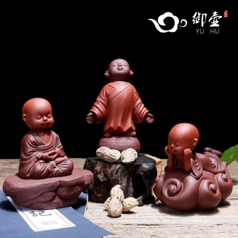 

★sand tea favorite lovely ornaments purple sand little monk little novice Kung Fu tea set tea ceremony accessories
