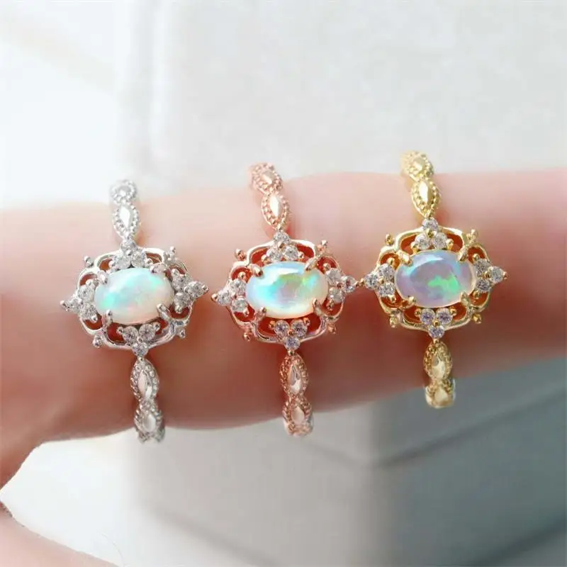 

Creative Retro Opal Ring Carved Geometric Ring Fashion Women's Holiday Party Jewelry Accessories